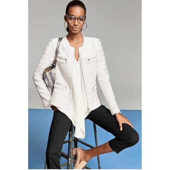 Lafayette 148 Ivory Tweed Jacket 16W Textured Boucle